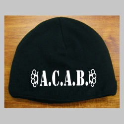 A.C.A.B.  čierna pletená čiapka stredne hrubá vo vnútri naviac zateplená, univerzálna veľkosť, materiálové zloženie 100% akryl